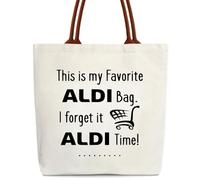 This Is My Aldi Bag Canvas Tote Bag, Canvas Tote Bags With Leather Handle, Reusable Shopping Bags for Women Lady Casual Vacation Grocery Shopping Work Gym -07