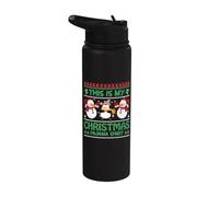 This is My Christmas Pajama Shirt - Cute Snowmen & Penguin Stainless Steel Insulated Water Bottle