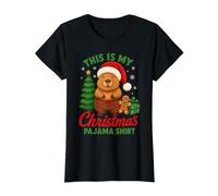 This is My Christmas Pajamas Funny Capybara Value Graphic T-Shirt, Women, Black, S