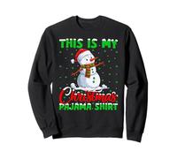 This Is My Christmas Pajamas Funny Marijuana Leaf Snowman Sweatshirt