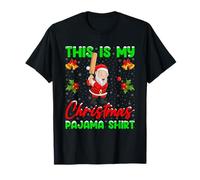 This is My Christmas Pajamas Funny Santa Playing Cricket T-Shirt