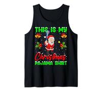 This is My Christmas Pajamas Funny Santa Playing Lacrosse Tank Top
