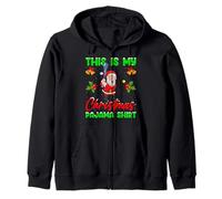 This Is My Christmas Pajamas Funny Santa Playing Lacrosse Zip Hoodie