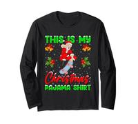 This is My Christmas Pajamas Funny Skateboarding Santa Xmas Long Sleeve T-Shirt