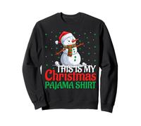 This Is My Christmas Pajamas Funny Snowman Marijuana Leaf Sweatshirt