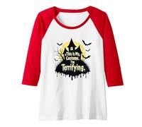 This is My Costume. I'm Terrifying. Spooky Halloween Raglan Baseball Tee, Women, Red/White, M