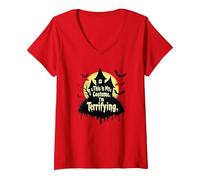 This is My Costume. I'm Terrifying. Spooky Halloween V-Neck T-Shirt, Women, Red, S