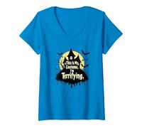 This is My Costume. I'm Terrifying. Spooky Halloween V-Neck T-Shirt, Women, Sapphire, XL