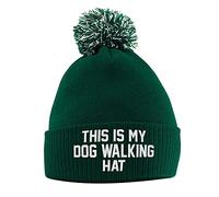 This Is My Dog Walking Hat Bobble Hat, Birthday Accessories New Puppy Gifts Warm Winter Knitted Beanie Hat with Faux Fur Pom Pom for Womens Kids Girls Boys and Men, One Size, Bottle