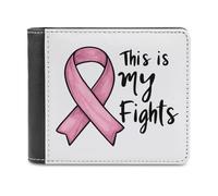 This is My Fights Ribbon Breast Cancer Men's Bifold Wallet Slim Cash Card Holder Leather Purse