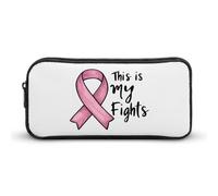 This is My Fights Ribbon Breast Cancer Pencil Case Cute Pen Pouch Cosmetic Bag Pecil Box Organizer for Travel Office