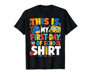 This is My First Day of School Bus Backpack Owl Kids T-Shirt