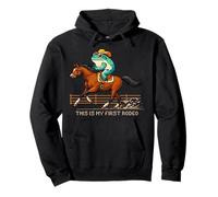 This Is My First Rodeo Frog Riding Horse Pixeled Cowboy Pullover Hoodie