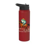 This is My First Rodeo Frog Riding Horse Pixeled Cowboy Stainless Steel Insulated Water Bottle