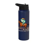 This is My First Rodeo Frog Riding Horse Pixeled Cowboy Stainless Steel Insulated Water Bottle