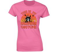 This is My Halloween Costume Lover Ladies T-Shirt Halloween Mood Purple Moon Bat Womens Tee Azalea - X-Large