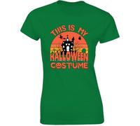 This is My Halloween Costume Lover Ladies T-Shirt Halloween Mood Purple Moon Bat Womens Tee Irish Green - XX-Large