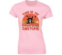 This is My Halloween Costume Lover Ladies T-Shirt Halloween Mood Purple Moon Bat Womens Tee Light Pink - Large