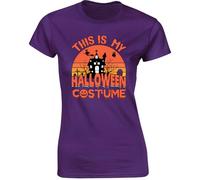 This is My Halloween Costume Lover Ladies T-Shirt Halloween Mood Purple Moon Bat Womens Tee Purple - Medium