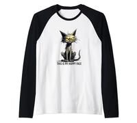 This is My Happy Face Cat Funny Men Women Raglan Baseball Tee
