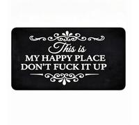 This is My Happy Place Don't F ck It Up Doormat, Funny Welcome Door Mat with Non Slip Rubber Backing, Entryway Porch Home Decor, This is My Happy Place Funny Rug for Indoor Outdoor Entrance (24'L)
