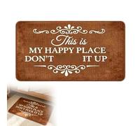 This is My Happy Place Don't F It Up Flannel Doormat,Sarcastic Welcome Front Door Mat,Absorbent Non Slip Doormat Rug for Entryway, Welcome Door Gift (Brown 18" x 30")