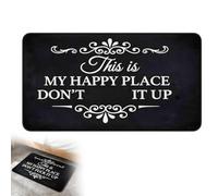This is My Happy Place Don't F It Up Flannel Doormat,Sarcastic Welcome Front Door Mat,Absorbent Non Slip Doormat Rug for Bedroom Hallway Kitchen (Black 16" x 24")