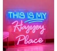 This is My Happy Place Neon Sign, USB Powered Dimmable Decorative Neon Light for Home Living Room Bedroom Lounge Space Gift Wall Table Decor 14.2 x 11 In
