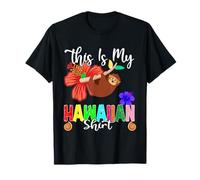 This Is My Hawaiian Shirt Cute Floral Sloth Sunglasses Beach T-Shirt