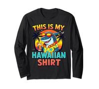 This Is My Hawaiian Shirt Funny Tropical Shark Luau Summer Long Sleeve T-Shirt