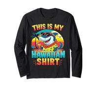 This Is My Hawaiian Shirt Funny Tropical Shark Luau Summer Long Sleeve T-Shirt