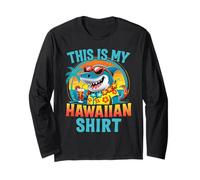 This Is My Hawaiian Shirt Funny Tropical Shark Luau Summer Long Sleeve T-Shirt
