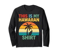 This is My Hawaiian Shirt Retro Sunset Palm Surfboard Aloha Long Sleeve T-Shirt