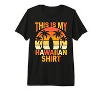 This is My Hawaiian Shirt Retro Sunset Palms Surfboard Surf Premium T-Shirt