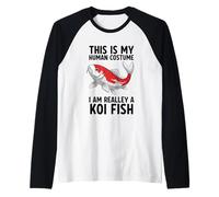 This is My Human Costume I Am Really A Koi Fish Raglan Baseball Tee