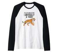 This is My Human Costume I Am Really A Tiger Raglan Baseball Tee