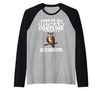 This is My Human Costume I'm A Great Horned Owl Raglan Baseball Tee