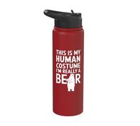 This is My Human Costume I'm Really A Bear Wild Animal Stainless Steel Insulated Water Bottle
