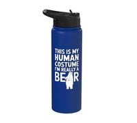 This is My Human Costume I'm Really A Bear Wild Animal Stainless Steel Insulated Water Bottle