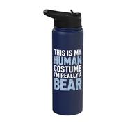 This is My Human Costume I'm Really A Bear Wild Animal Stainless Steel Insulated Water Bottle