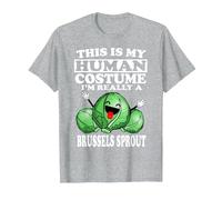 This is My Human Costume I'm Really A Brussels Sprout Vegan T-Shirt, Men, Heather Grey, 6X-Large