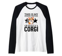 This is My Human Costume I'm Really A Corgi Raglan Baseball Tee
