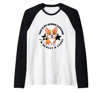 This is My Human Costume I'm Really A Corgi Raglan Baseball Tee
