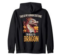 This Is My Human Costume I'M Really A Dragon Boys Halloween Zip Hoodie