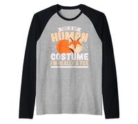 This is My Human Costume I'm Really A Fox Wildlife Animal Raglan Baseball Tee