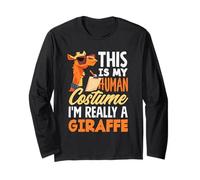 This is My Human Costume Im Really A Giraffe Funny Halloween Long Sleeve T-Shirt