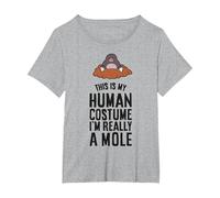 This is My Human Costume I'm Really A Mole T-Shirt, Women's Plus, Heather Grey, 1X