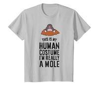 This is My Human Costume I'm Really A Mole T-Shirt, Youth, Silver Grey, X-Small
