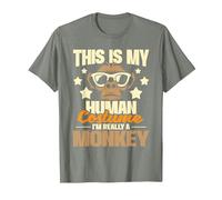 This is My Human Costume I'm Really A Monkey - Zoo Animal T-Shirt, Men, Olive Heather, Large