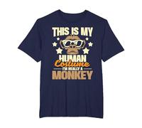 This is My Human Costume I'm Really A Monkey - Zoo Animal T-Shirt, Men's Big and Tall, Navy Blue, 4X Tall